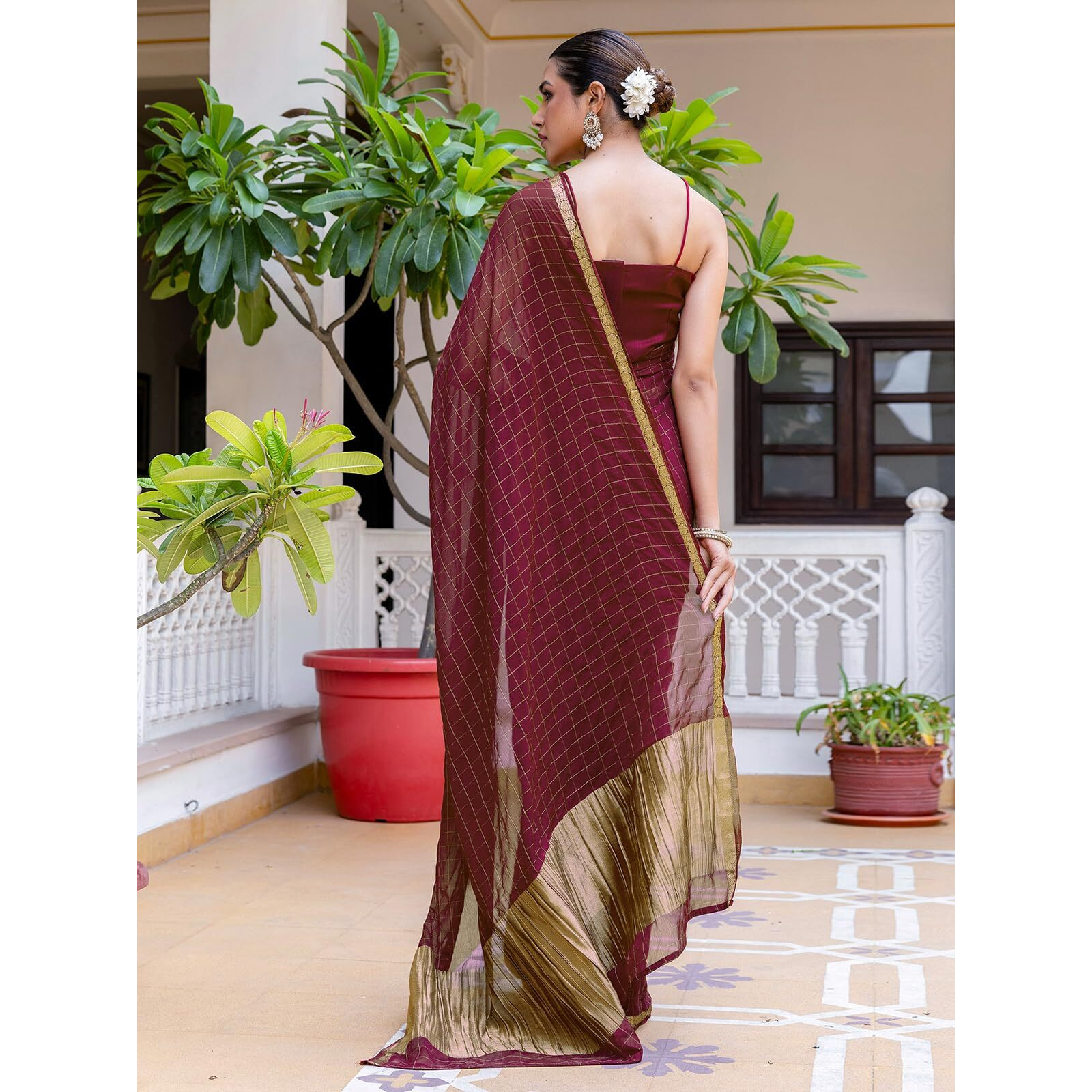 Satrani Women's Silk Weaving Saree With Unstitched Blouse Piece (4541S811N_Maroon)