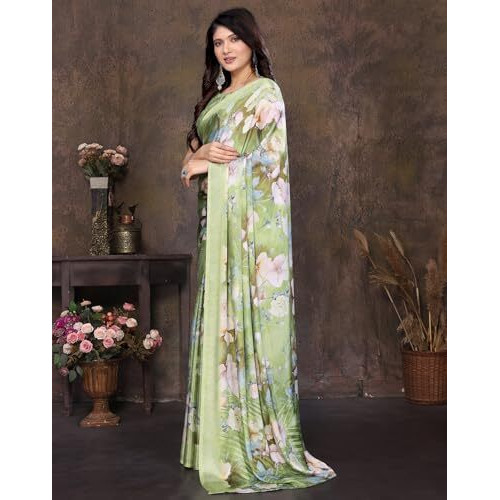 Yashika Women's Tussar Silk Printed Saree With Blouse Material |Saree For Women | Saree Collection 2025 | New Sari | Latest Saree (Az-Ys-P2-Shahina Pista)