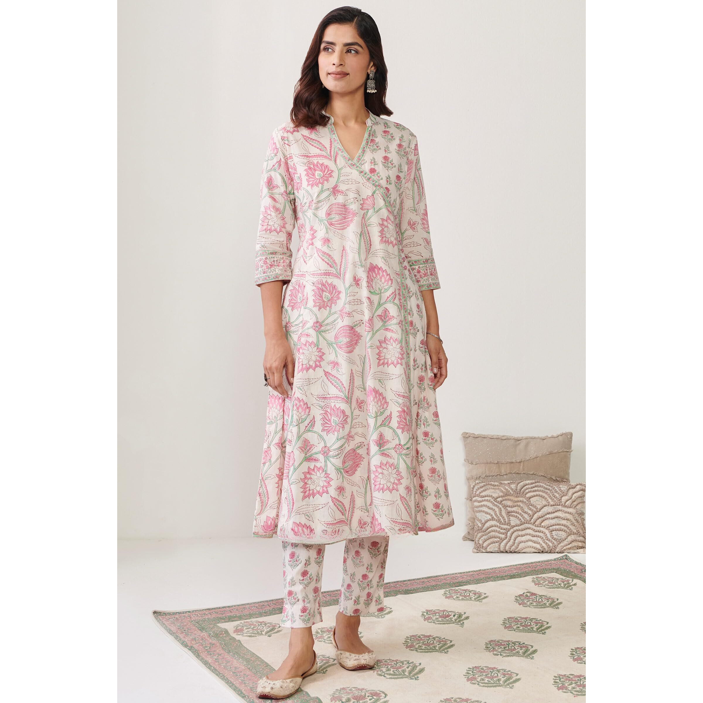 Leriya Fashion Kurta Set With Dupatta For Women | Women Kurta | Women Kurta Sets With Palazzo | Women Kurta Pant Set With Dupatta | Women Kurta Pant Set Women Kurti Set With Pant (Xx-Large, White)