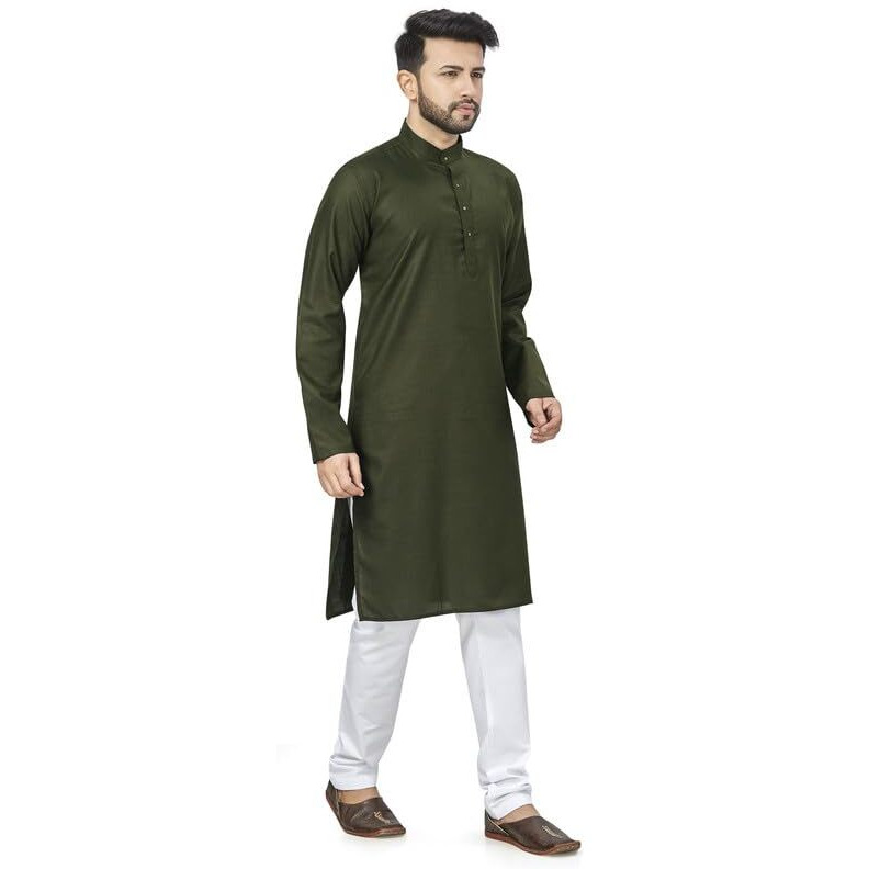 Be Active Men's Traditional Solid Full Sleeves Kurta || Cotton Kurta For Men || Men Kurta For Wedding || Kurta For Men (N-Rfsk0001 29 Kr Xl) Mehndi Green