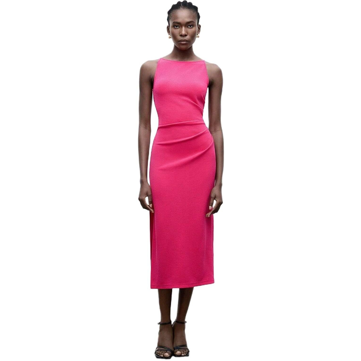 Kotty Women's Solid Sleeveless Cerise Pink Causal Dress (Pink,Xl)-Kttdress299Xl