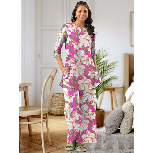 Tee Projekt Cotton Ethnic Wear Co Ord Set For Women | Festive Co Ord Set For Women Pink