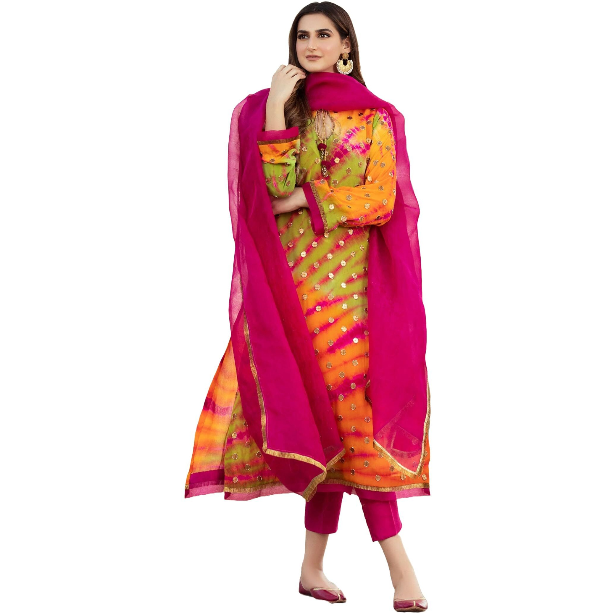 Anni Designer Women's Rayon Viscose Straight Printed Kurta With Pant & Dupatta (Rubicon Multi_L_Multicolor_Large)