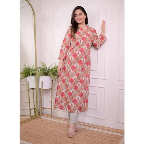 Fabnex Cotton Blend Regular Women Kurta Set (K-55-Grey-S_Grey