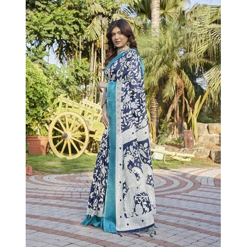Yashika Women's Art Silk With Tassels Saree|Sarees For Women (Az-Ys-P1-Naysa Navy Jhalar)
