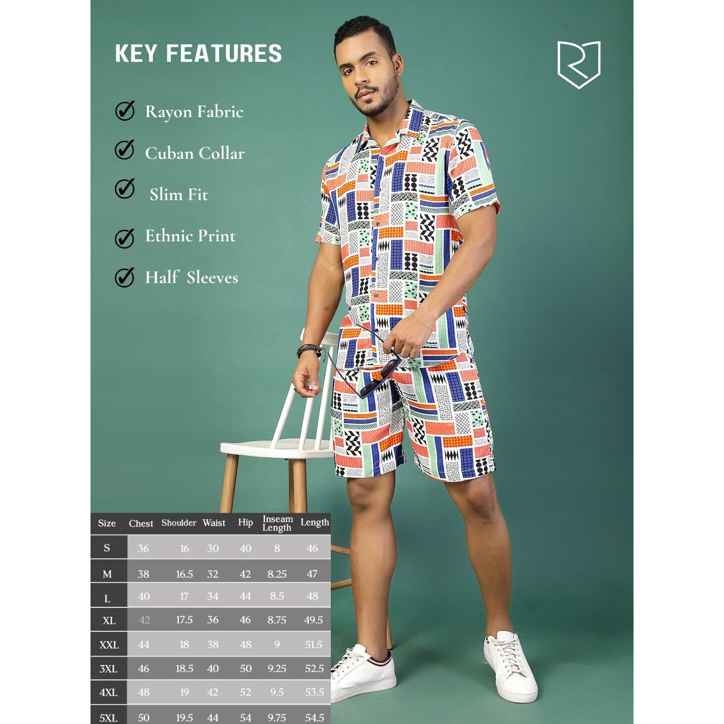 Rigo Printed Co-Ord Set For Men | Casual Shirt & Shorts Night Suit | Lounge-Wear Nightdress Pajama Set | Night, Beach, Vacation Outfit