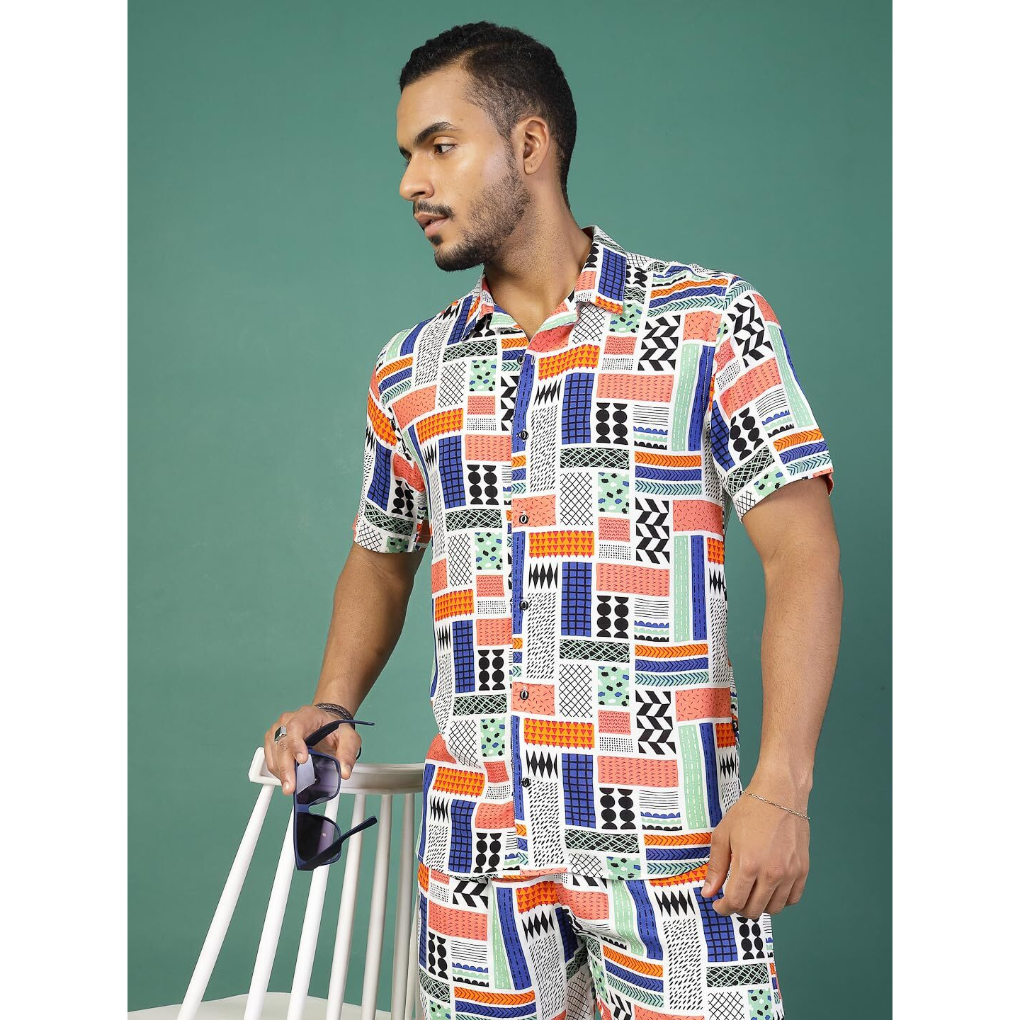 Rigo Printed Co-Ord Set For Men | Casual Shirt & Shorts Night Suit | Lounge-Wear Nightdress Pajama Set | Night, Beach, Vacation Outfit