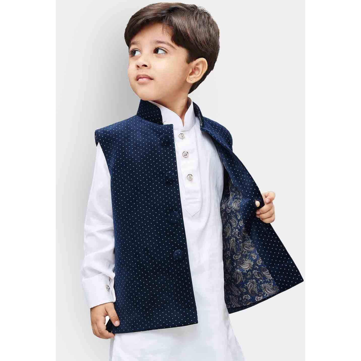 Jbn Creation Boys' Navy Blue Velvet Nehru Jacket_Vasbjbu014_24