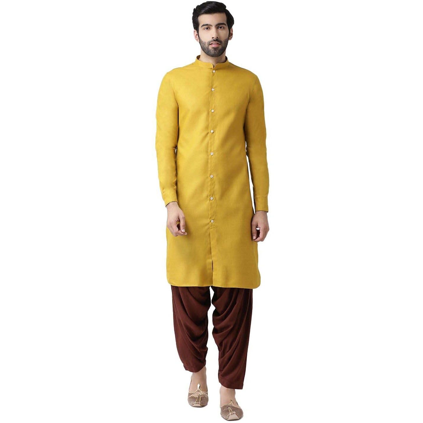 Kisah Men's Indian Ethnic Wear Kurta For Wedding & Festivals | Yellow | Size 40 | Ka-0345-40