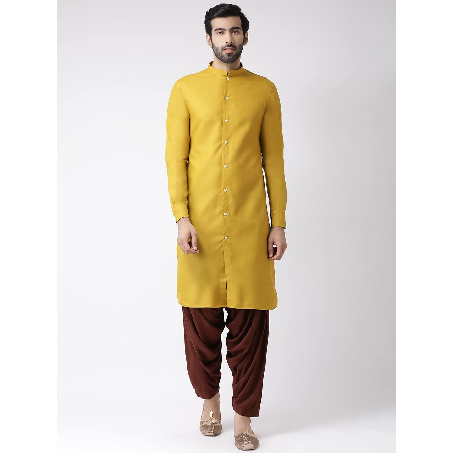 Kisah Men's Indian Ethnic Wear Kurta For Wedding & Festivals | Yellow | Size 40 | Ka-0345-40