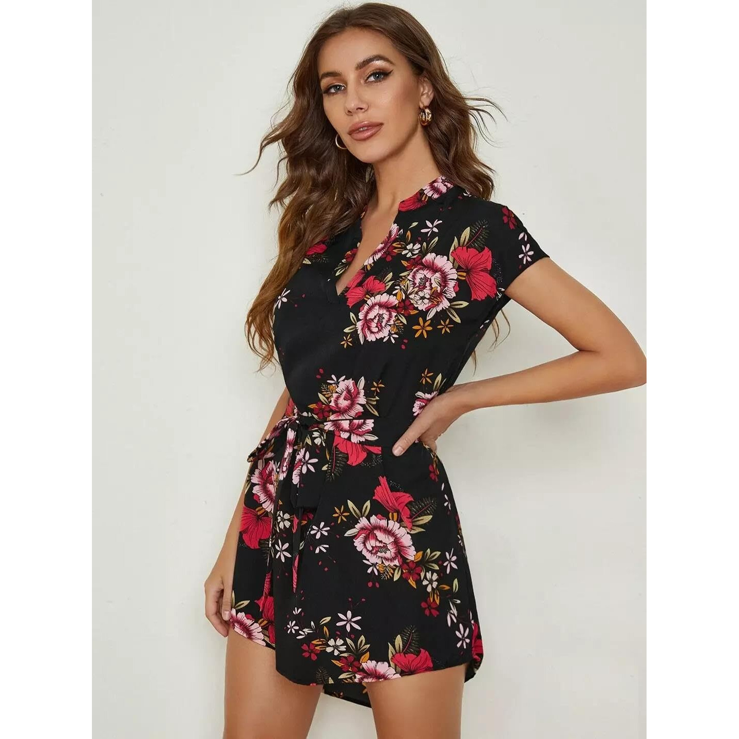 Kotty Women's A-Line Printed Dress(Multicolored,L)