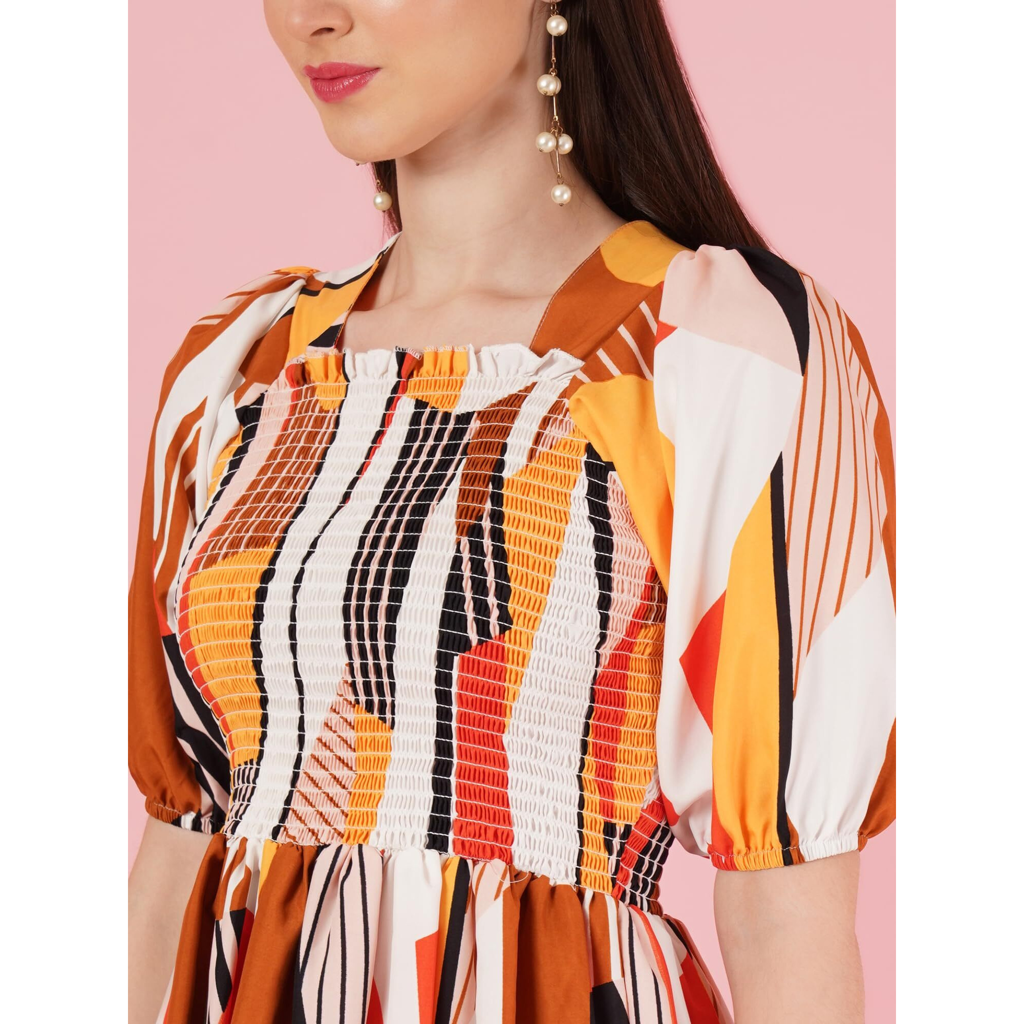 Kzully | Elevated Elegance Redefining Style With The Smocked A-Line Midi Dress