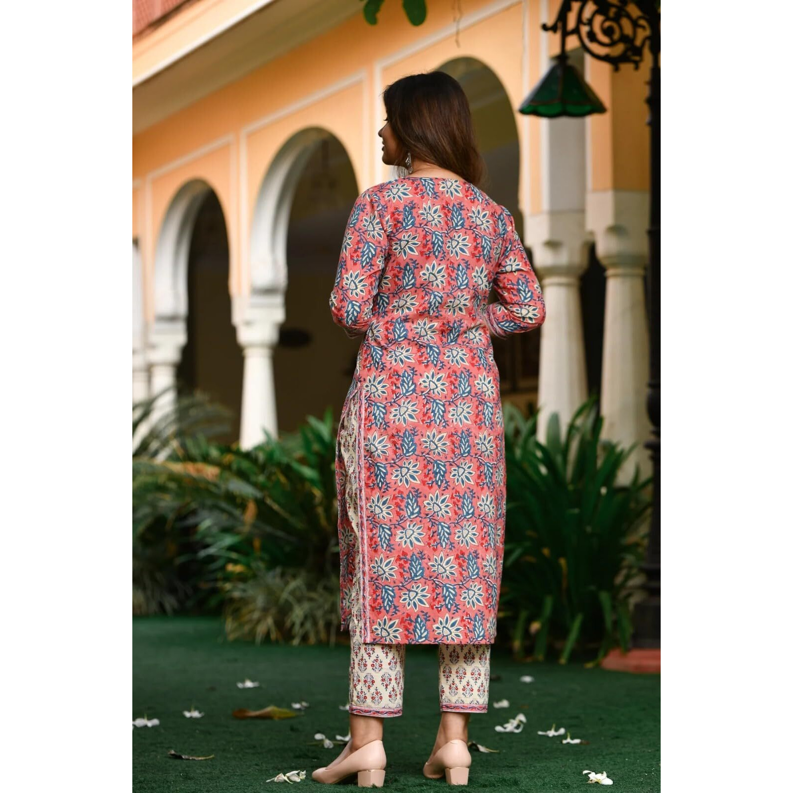 Leriya Fashion Cotton Kurta Set With Dupatta For Women (Xx-Large, Peach)