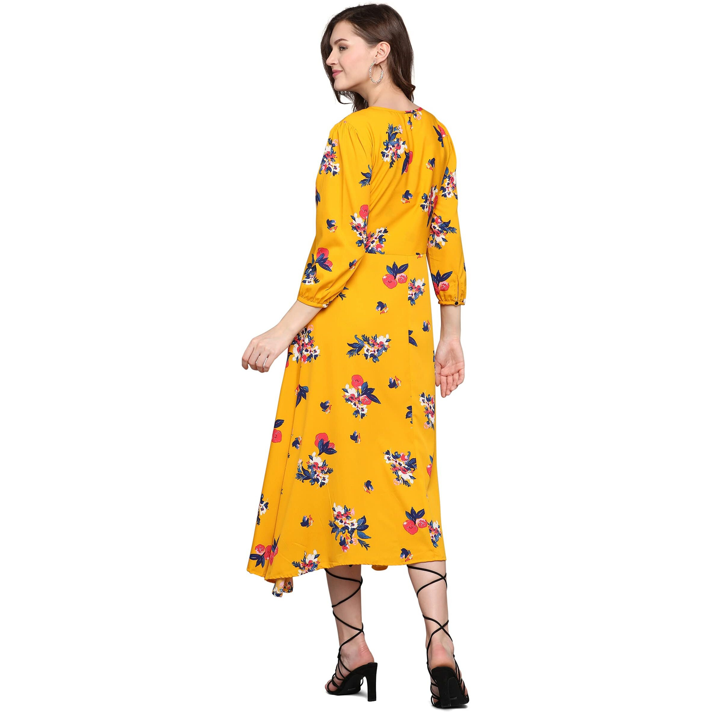 Lookmark Women's Crepe A-Line Maxi Dress (Ld101- Mustard_Xl)