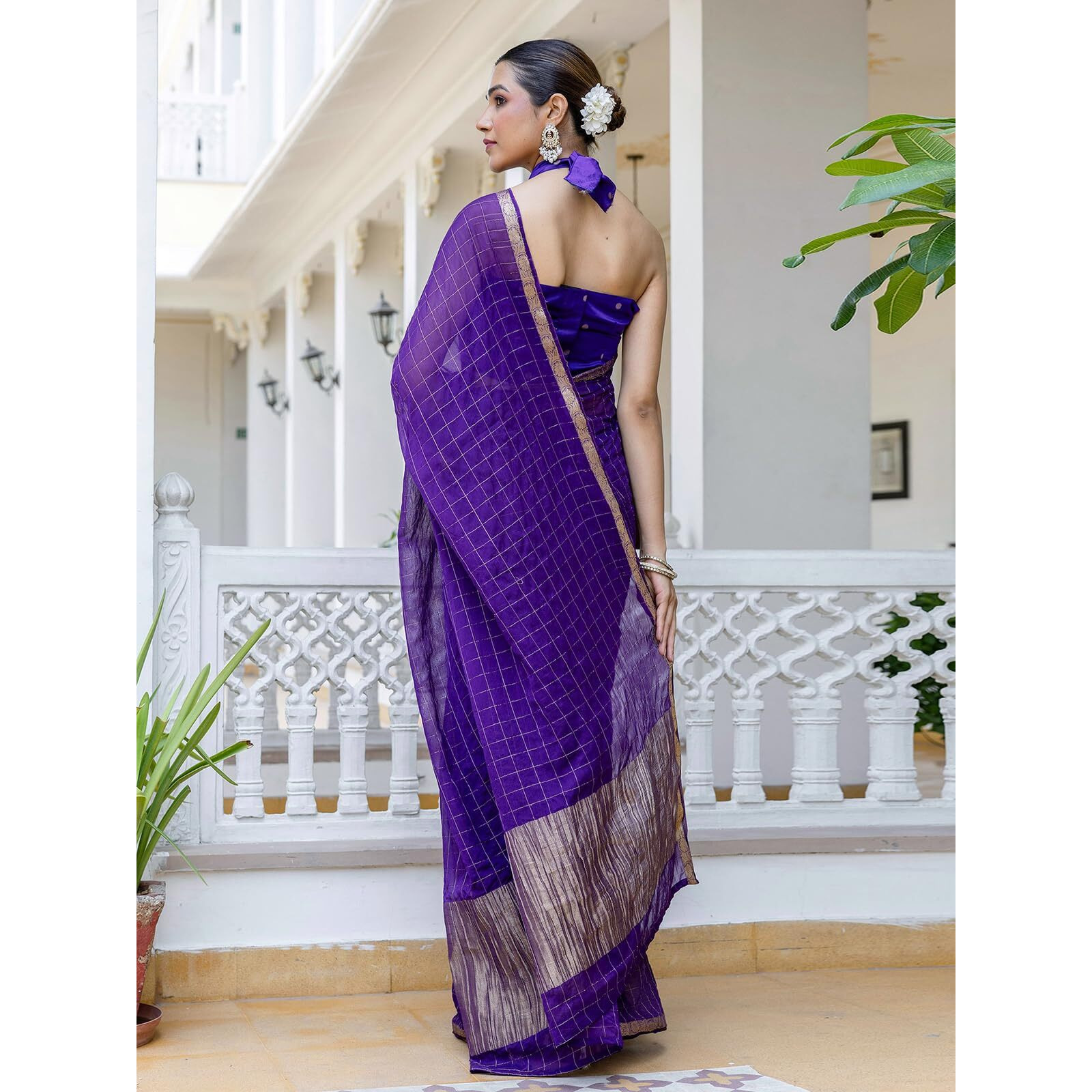 Satrani Women's Silk Weaving Saree With Unstitched Blouse Piece (4541S812N_Dark Purple)