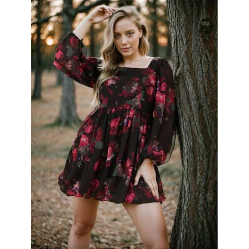 Rare Women's Polyester Fit And Flare Above The Knee Dress (Ep7544Cnt_Black