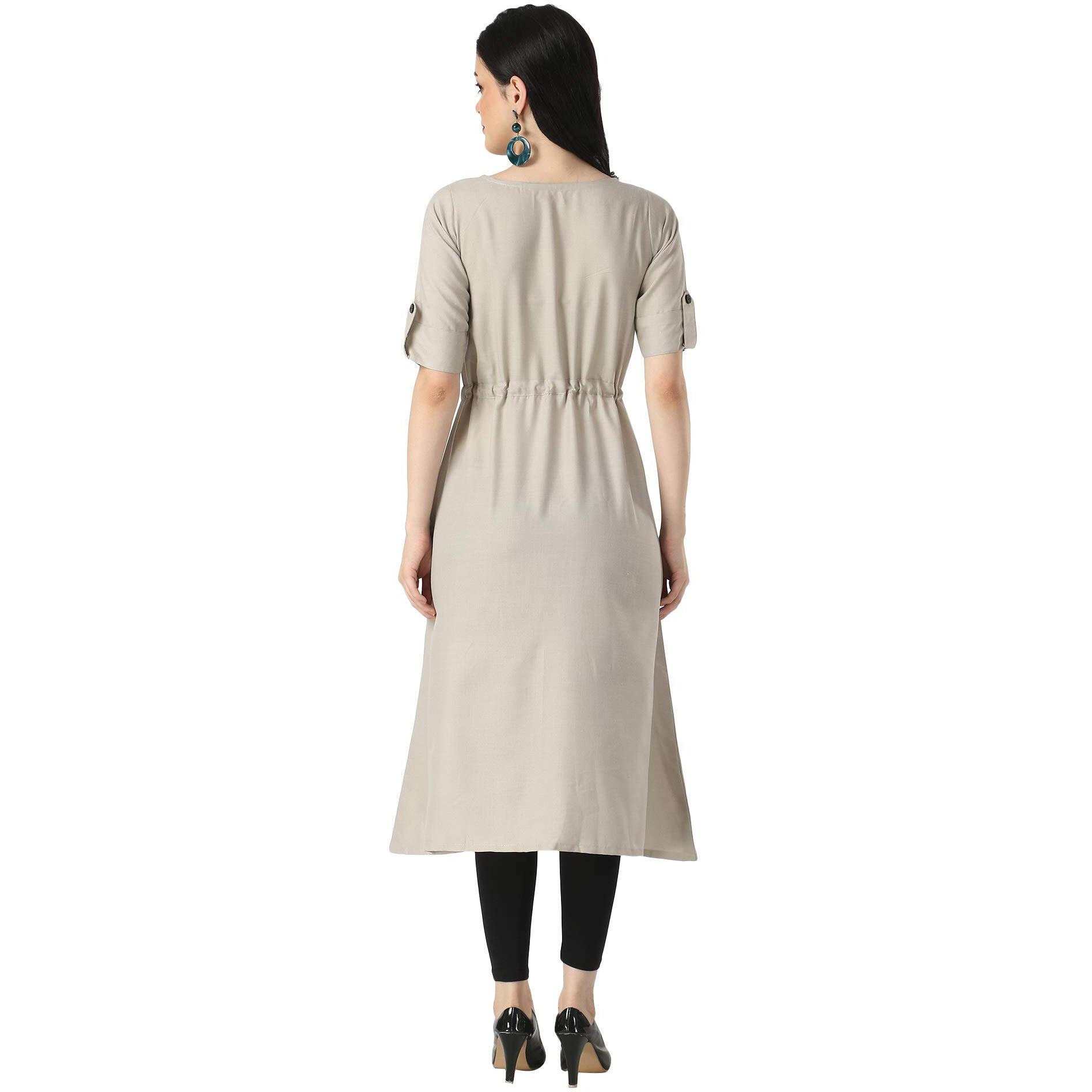 Om Sai Latest Creation Women's Slub Cotton Mor Pankh Printed Anarkali Kurti New Selection 2023 Under 399 Designer Attractive Look Women's Kurta (Plus Size Upto 3Xl) (Xx-Large, Grey)