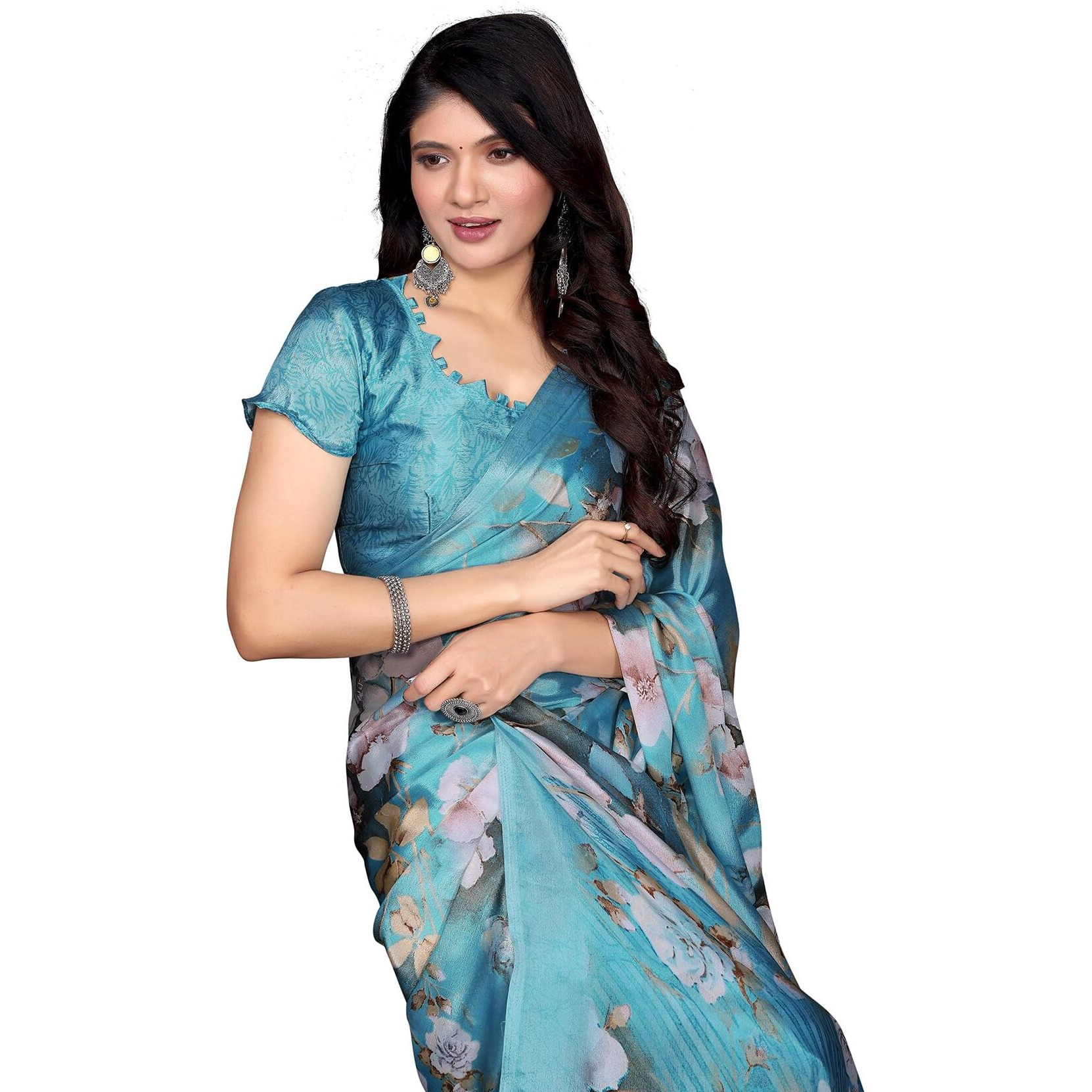 Yashika Women's Tussar Silk Printed Saree |Saree For Women | Saree Collection 2025 | New Sari | Latest Saree (Az-Ys-P3-Shahina Sky Blue)