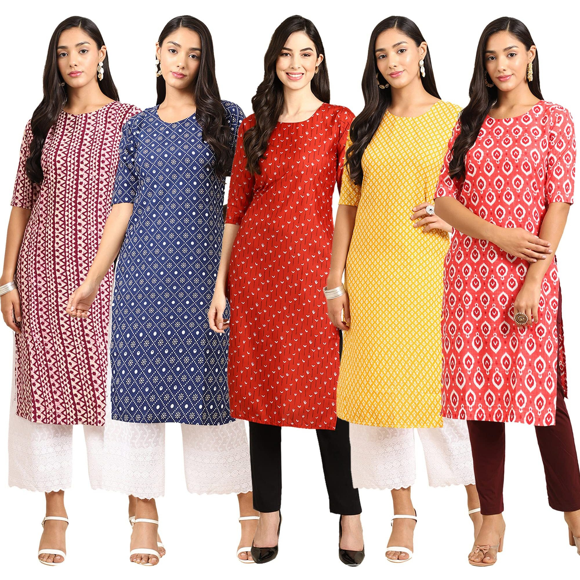 Pinkmint Women's Crepe Digital Print Straight Kurta (R-347-353-370-350-346-Xl)