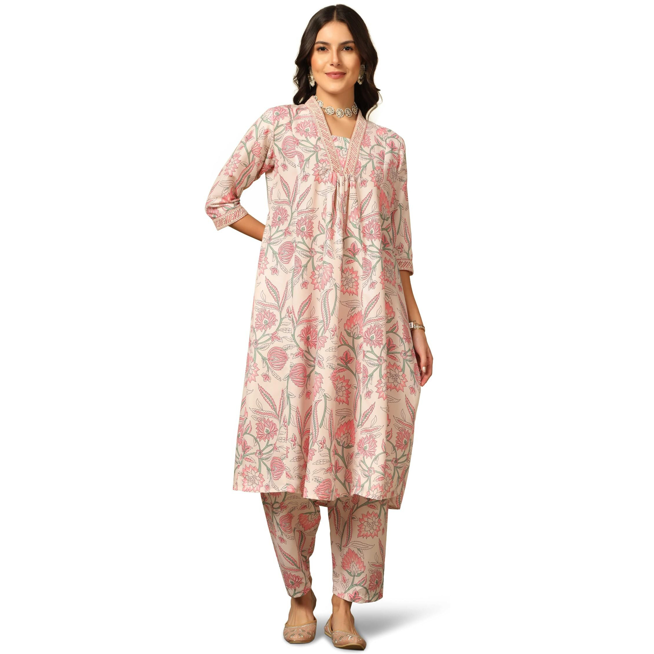 Greciilooks Semi Cotton Women Co-Ord Set (Gl-K2735&P157_Off White