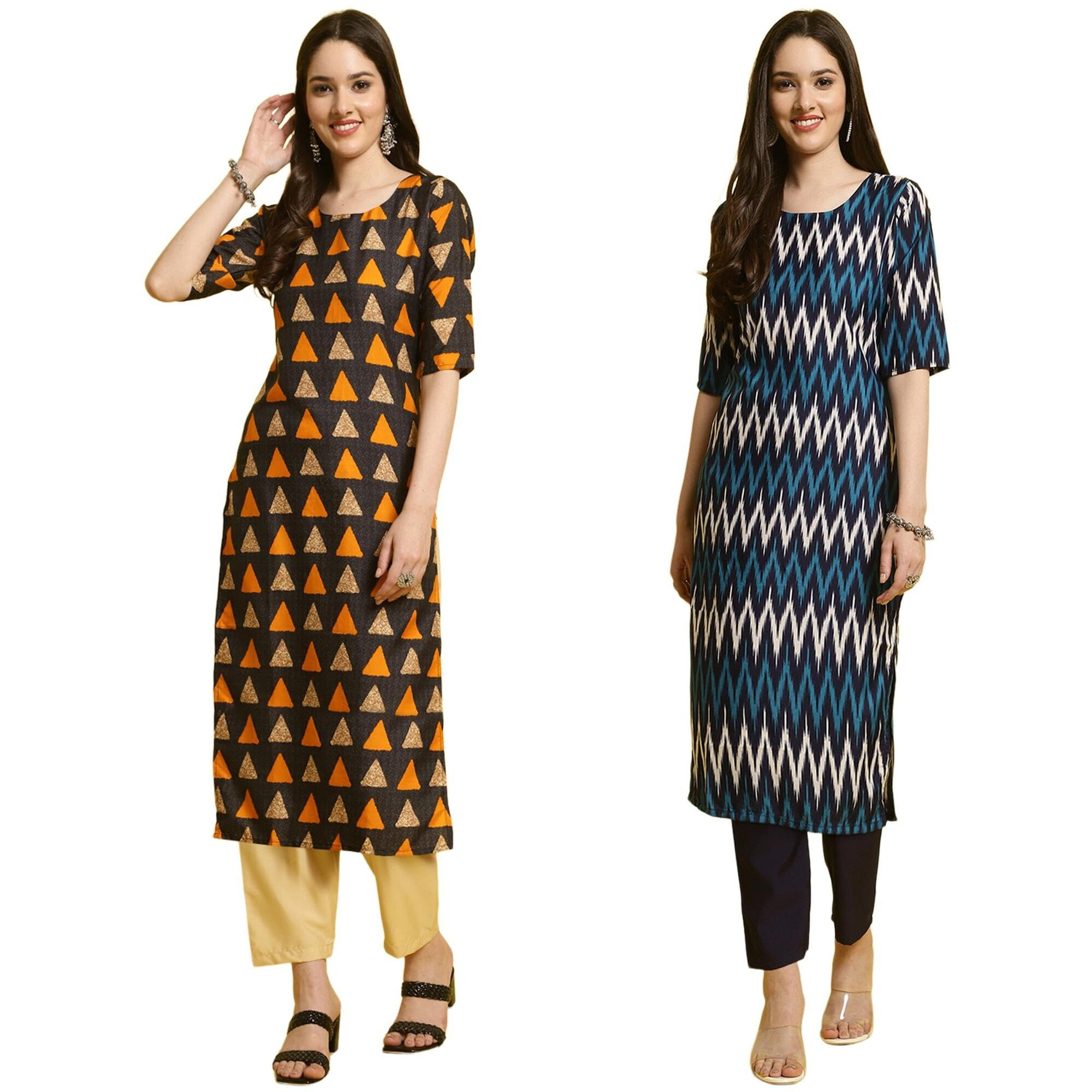 Tee Projekt Straight Kurta & Pant For Women Ethnic Kurta Set For Women (Pack Of 2)