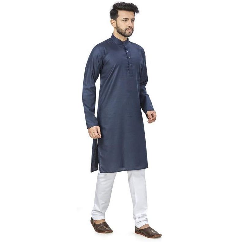 Be Active Men's Traditional Solid Full Sleeves Kurta || Cotton Kurta For Men || Men Kurta For Wedding || Kurta For Men (N-Rfsk0001 12 Kr S) Navy