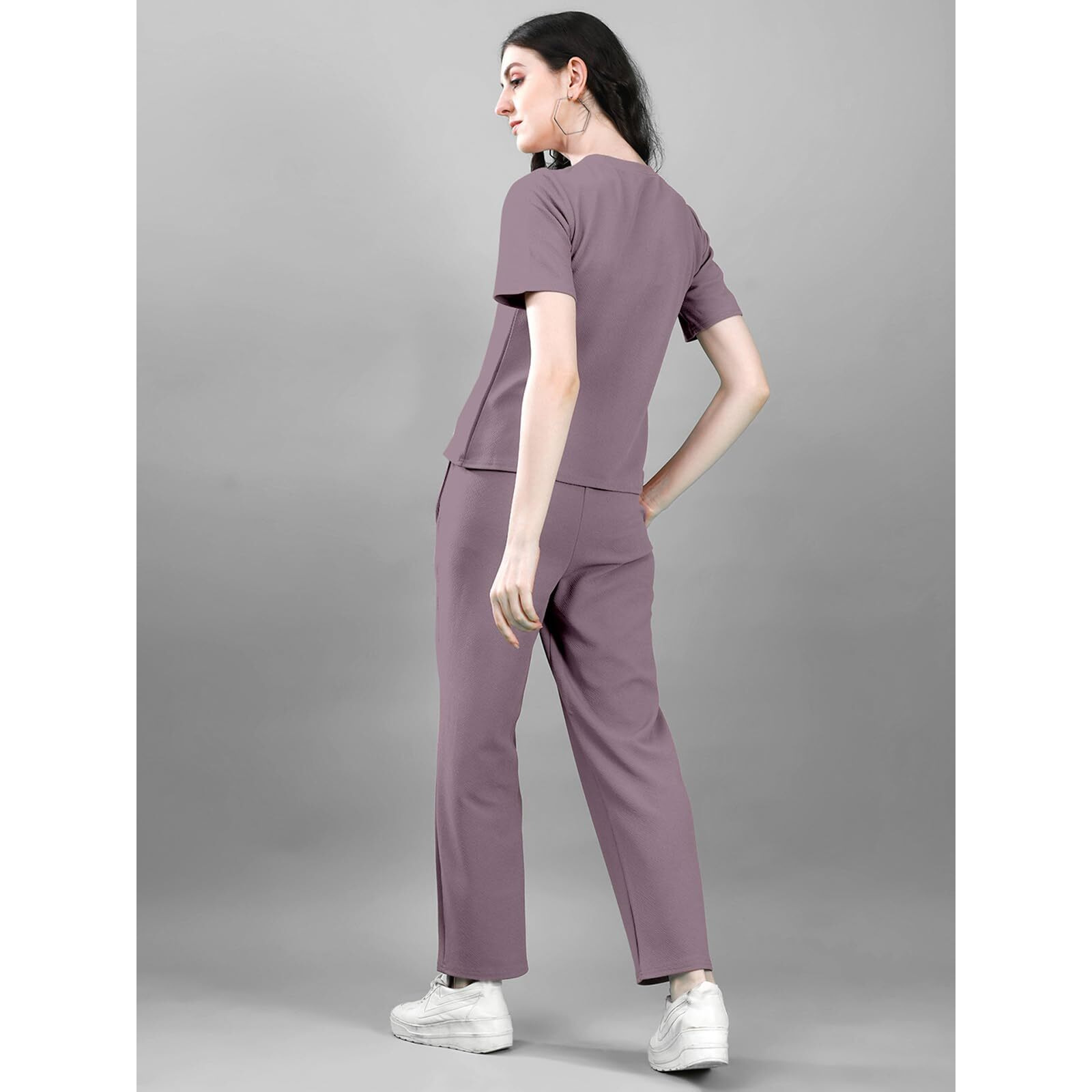 Selvia Co-Ords Set For Women|Lycra Top & Trouser Set|Casual Co-Ords Set For Women|Solid Two Piece Co-Ord Set|Sports Wear Co-Ords Set(707Ctk11665N-Xl_Mauve)