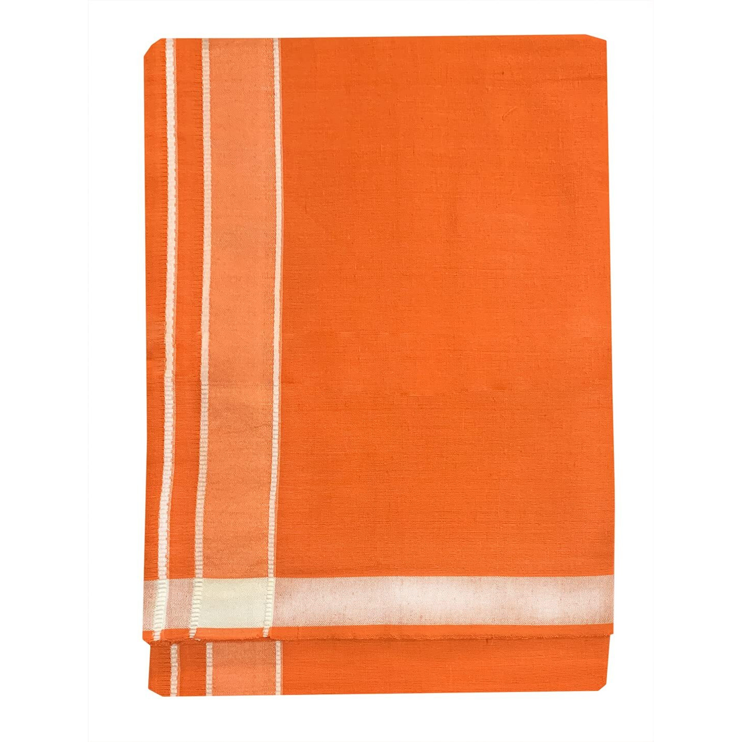 Prakasam Cotton Men's Kerala Style Premam Single (1.28X2.00 Mtrs) Colour (Pack Of 2) (Orange-Olive Green) Dhoti