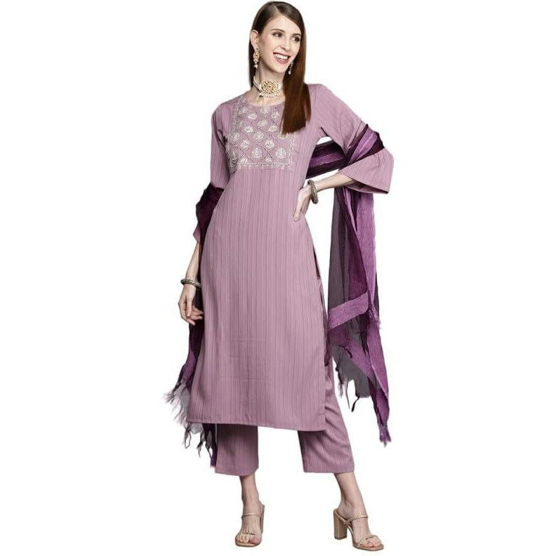 Varanga Women's Silk Blend Kurta Set (Nv_Vskd161_Mauve