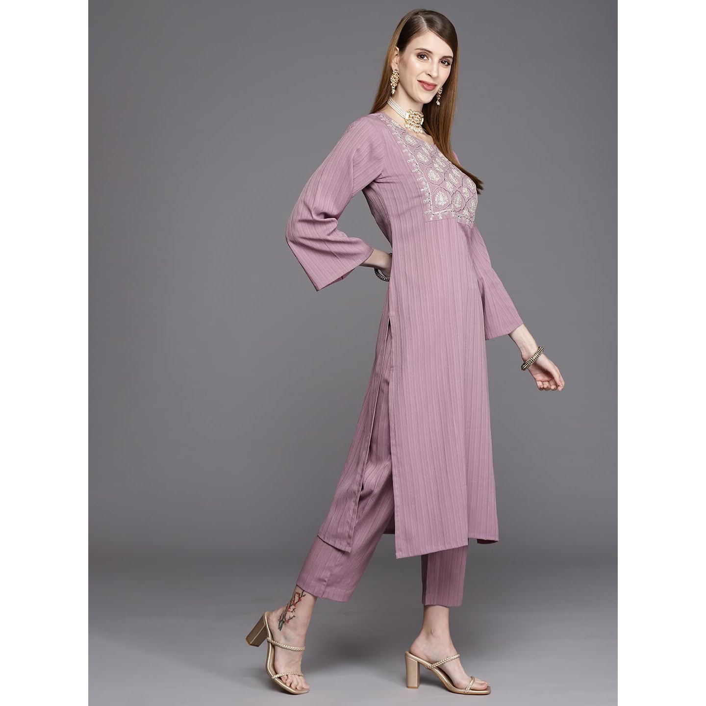 Varanga Women's Silk Blend Kurta Set (Nv_Vskd161_Mauve