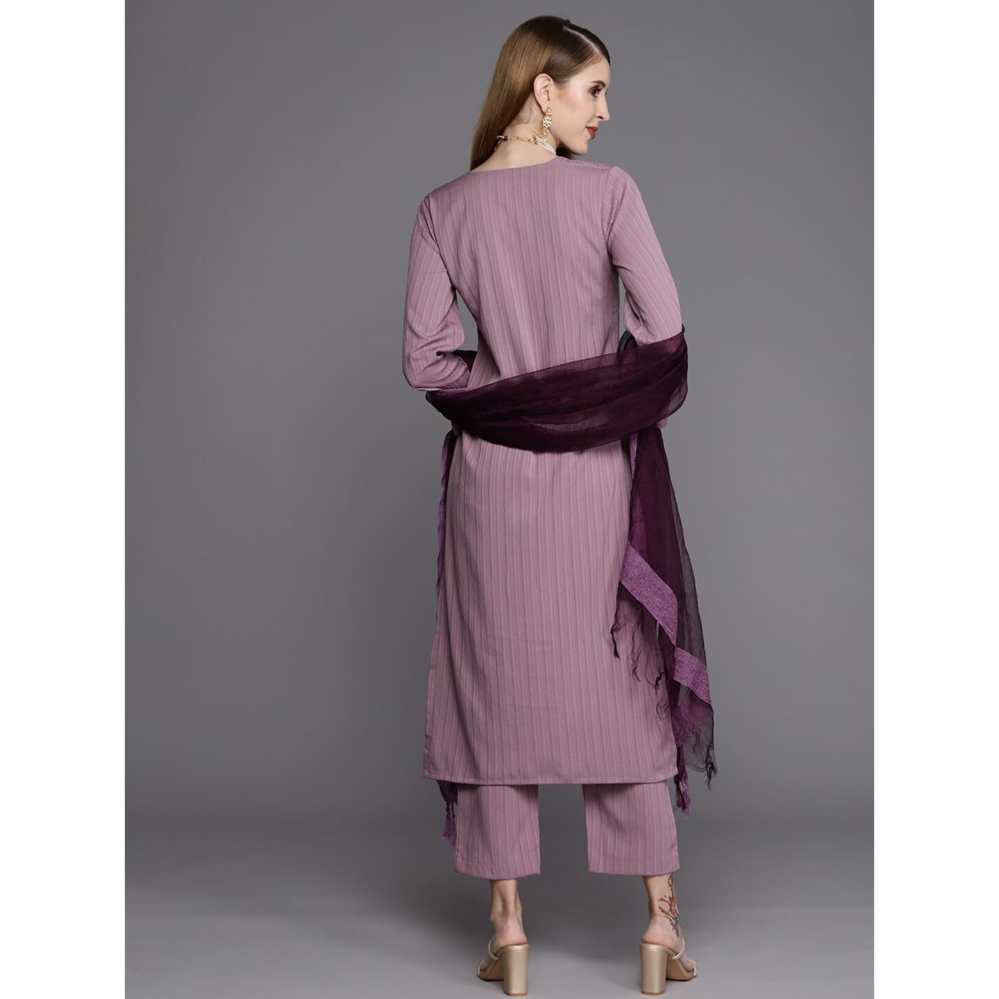 Varanga Women's Silk Blend Kurta Set (Nv_Vskd161_Mauve
