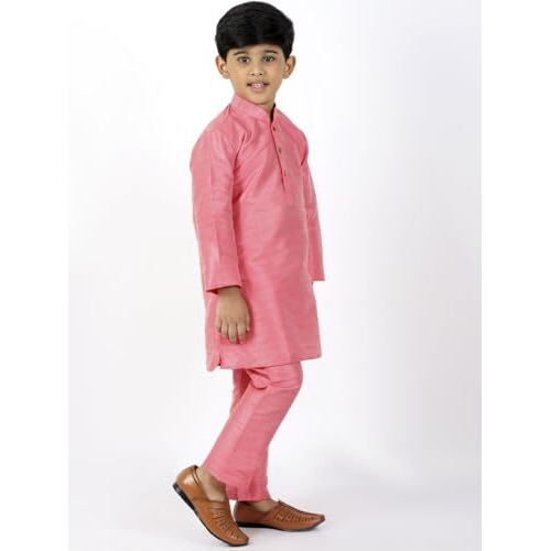 Vastramay Boys' Pink Kurta Pyjama Set (B1522)
