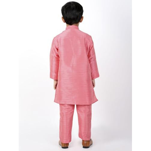 Vastramay Boys' Pink Kurta Pyjama Set (B1522)