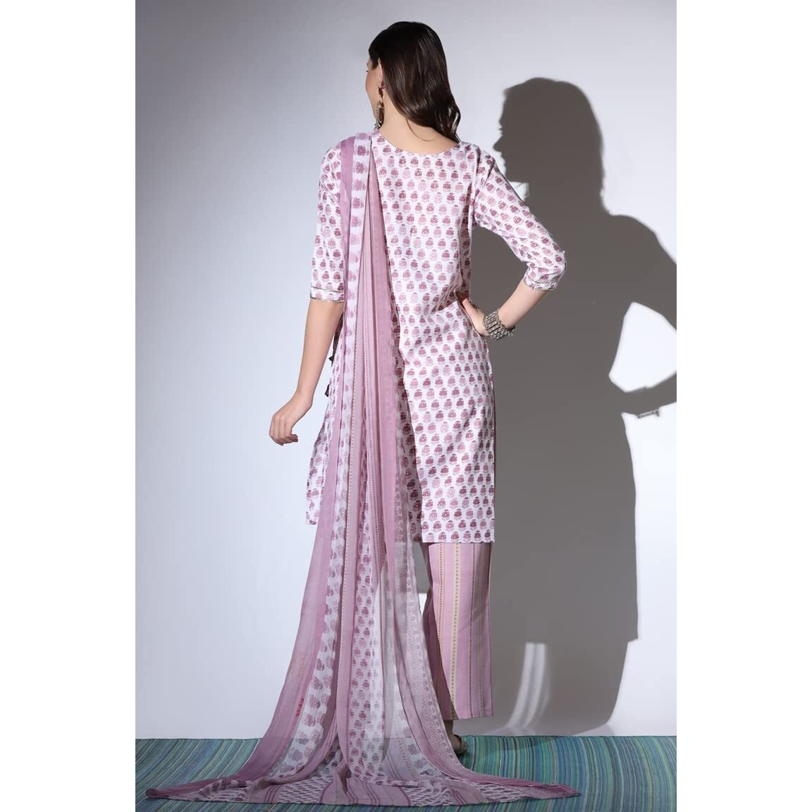 Dhruvi Trendz Women's Cotton Blend Kurties Regular Fit Casual Fancy Kurta With Pant (Dt-K2702_Pink_Medium)
