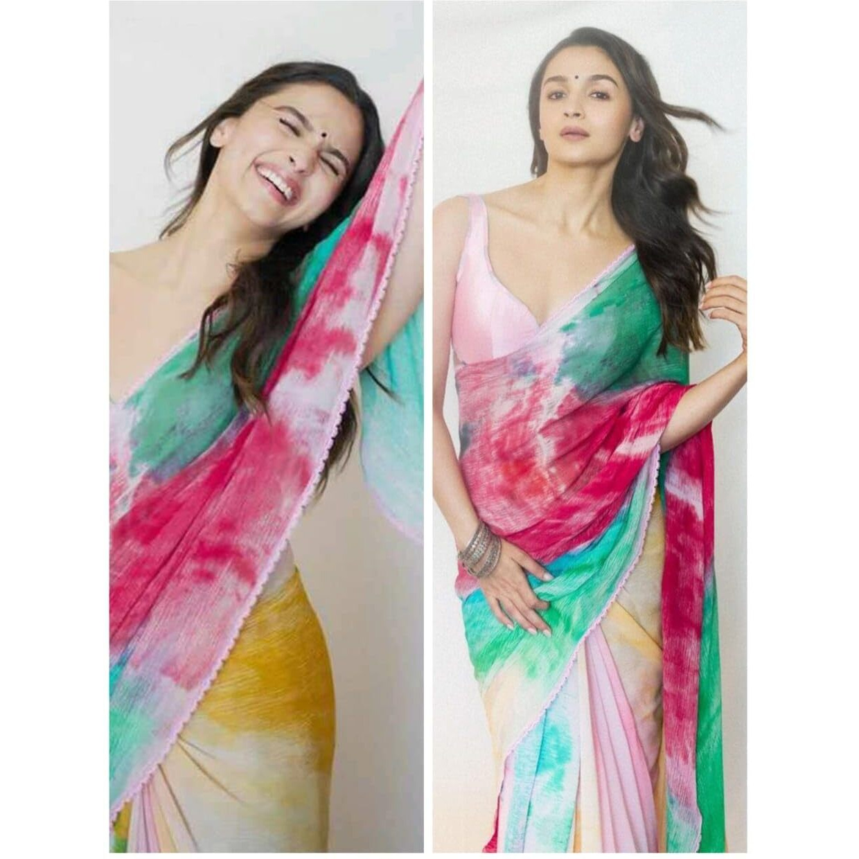 Glory Sarees Womens Georgette Printed Saree With Blouse Piece