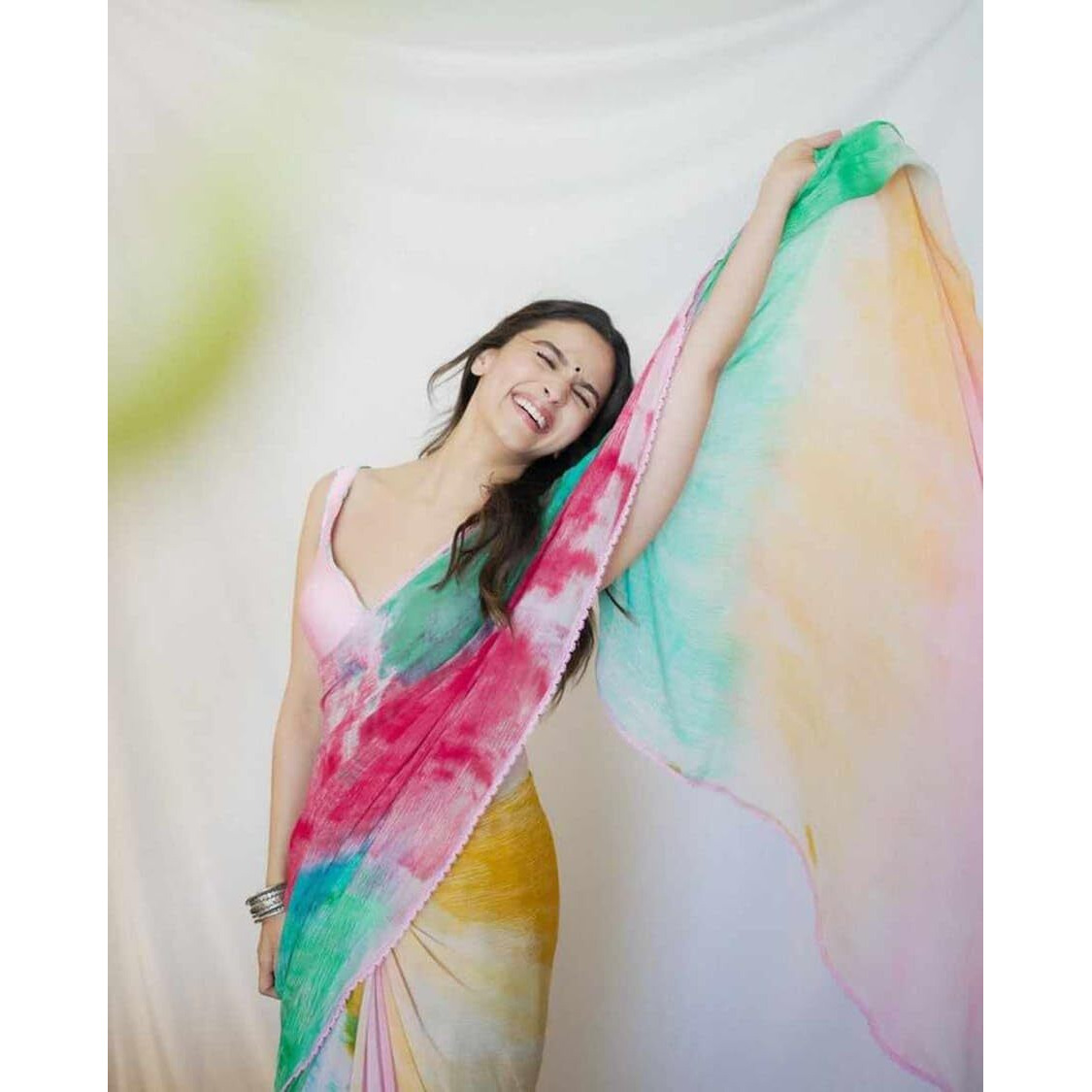 Glory Sarees Womens Georgette Printed Saree With Blouse Piece