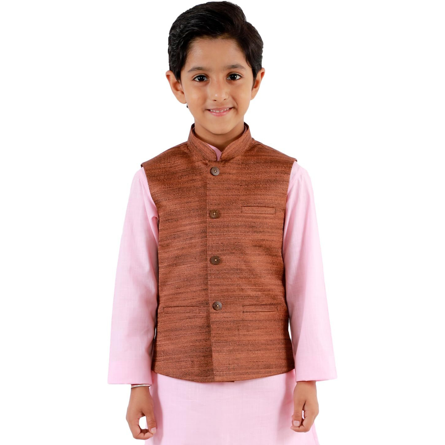Vastramay Boys' Coffee Brown Nehru Jacket (B1349)