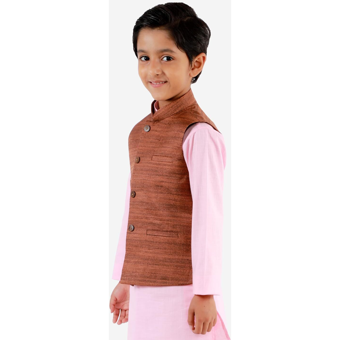 Vastramay Boys' Coffee Brown Nehru Jacket (B1349)