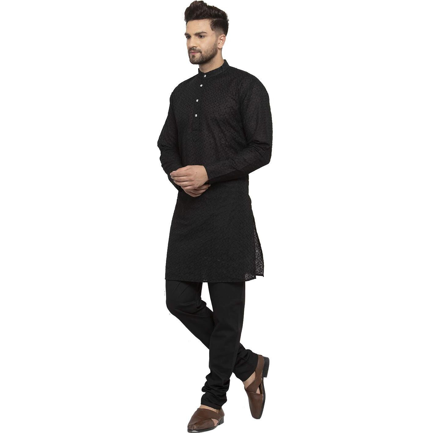 Jompers Men's Chicken Cotton Kurta Pyjama. (Black, Xxl)