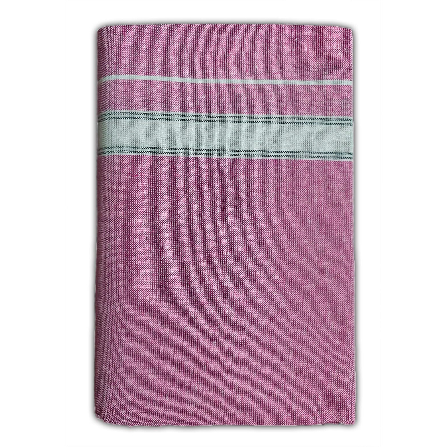 Prakasam Cotton Mens Single (1.28 X 2.25 Mtrs) Colour Thalapathi Border Dhoti/Fine Quality Single Jumbo Size Dhoti (Pink)