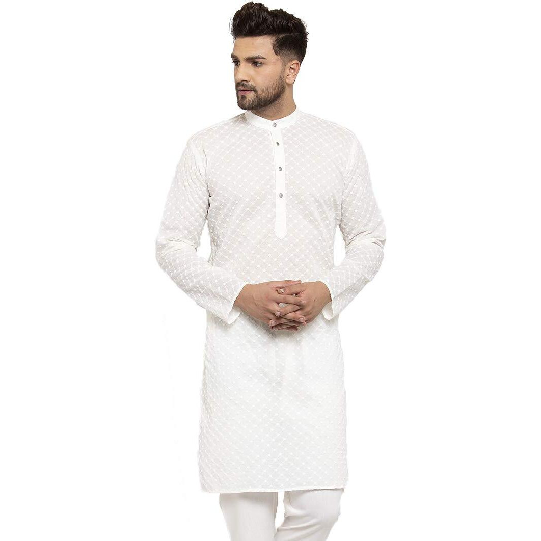 Jompers Men's Chicken Cotton Kurta. (Cream, Xl)