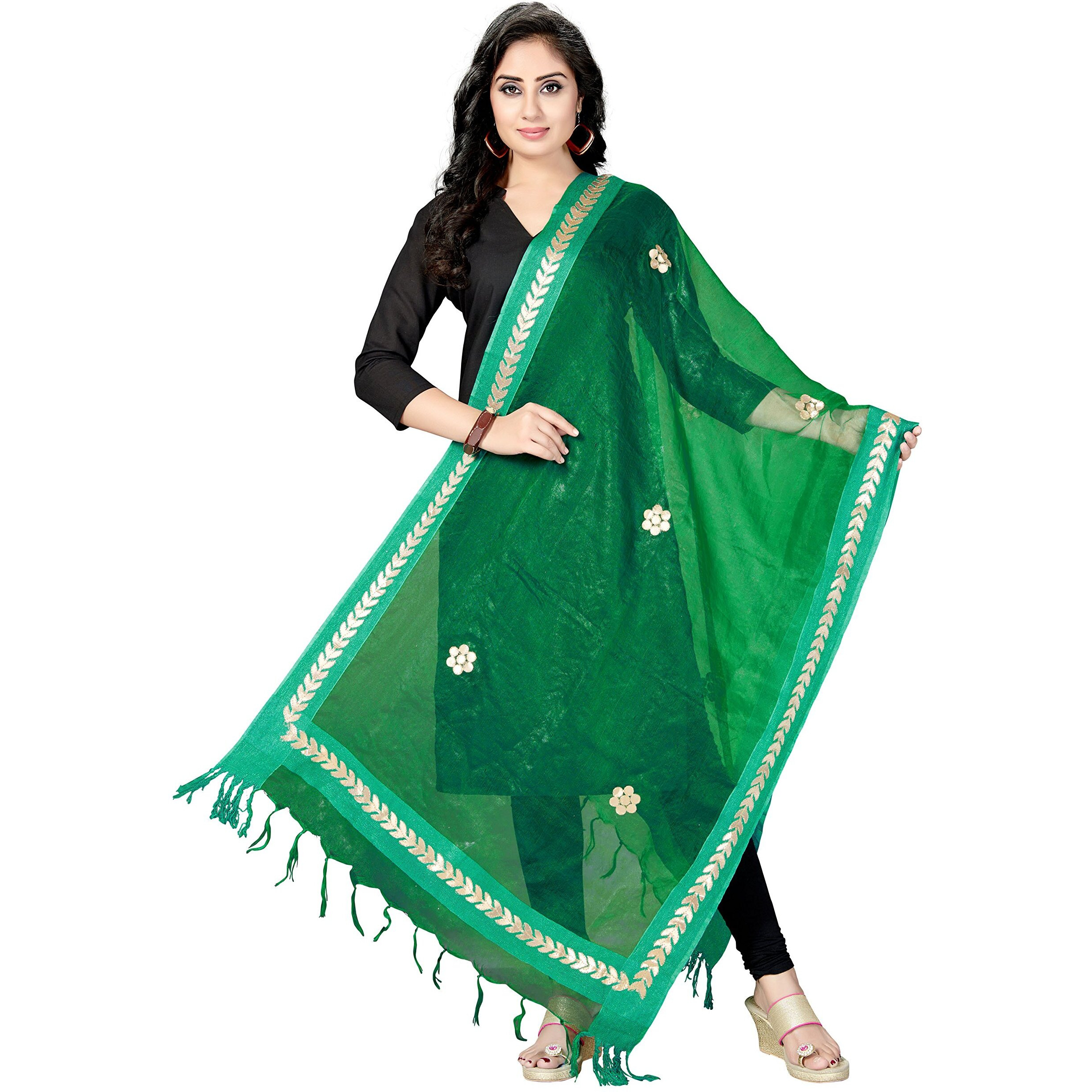 Rani Saahiba Bhagalpuri Gota Patti Work Organza Tissue Dupatta (Skrdd1459_Turquoise)