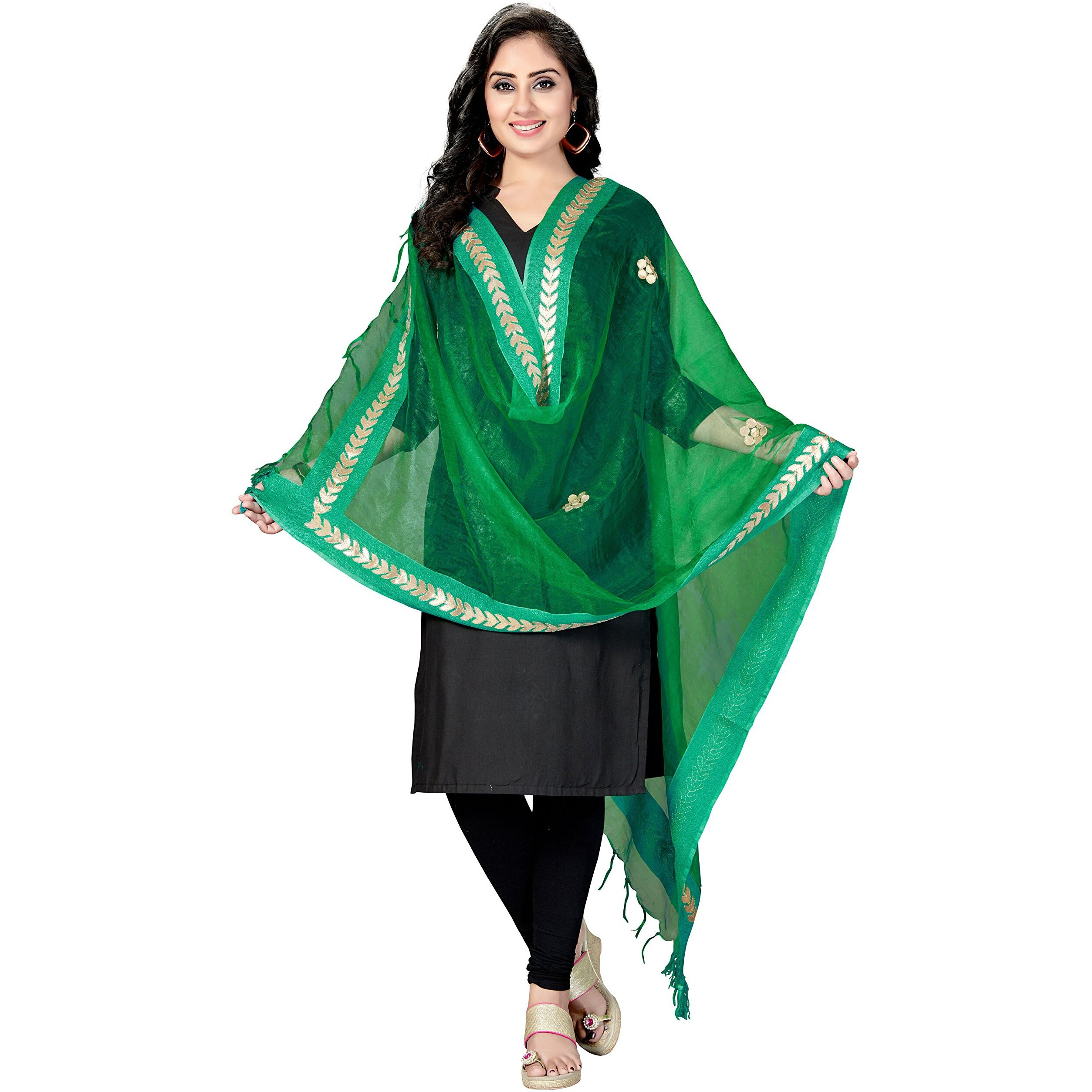 Rani Saahiba Bhagalpuri Gota Patti Work Organza Tissue Dupatta (Skrdd1459_Turquoise)