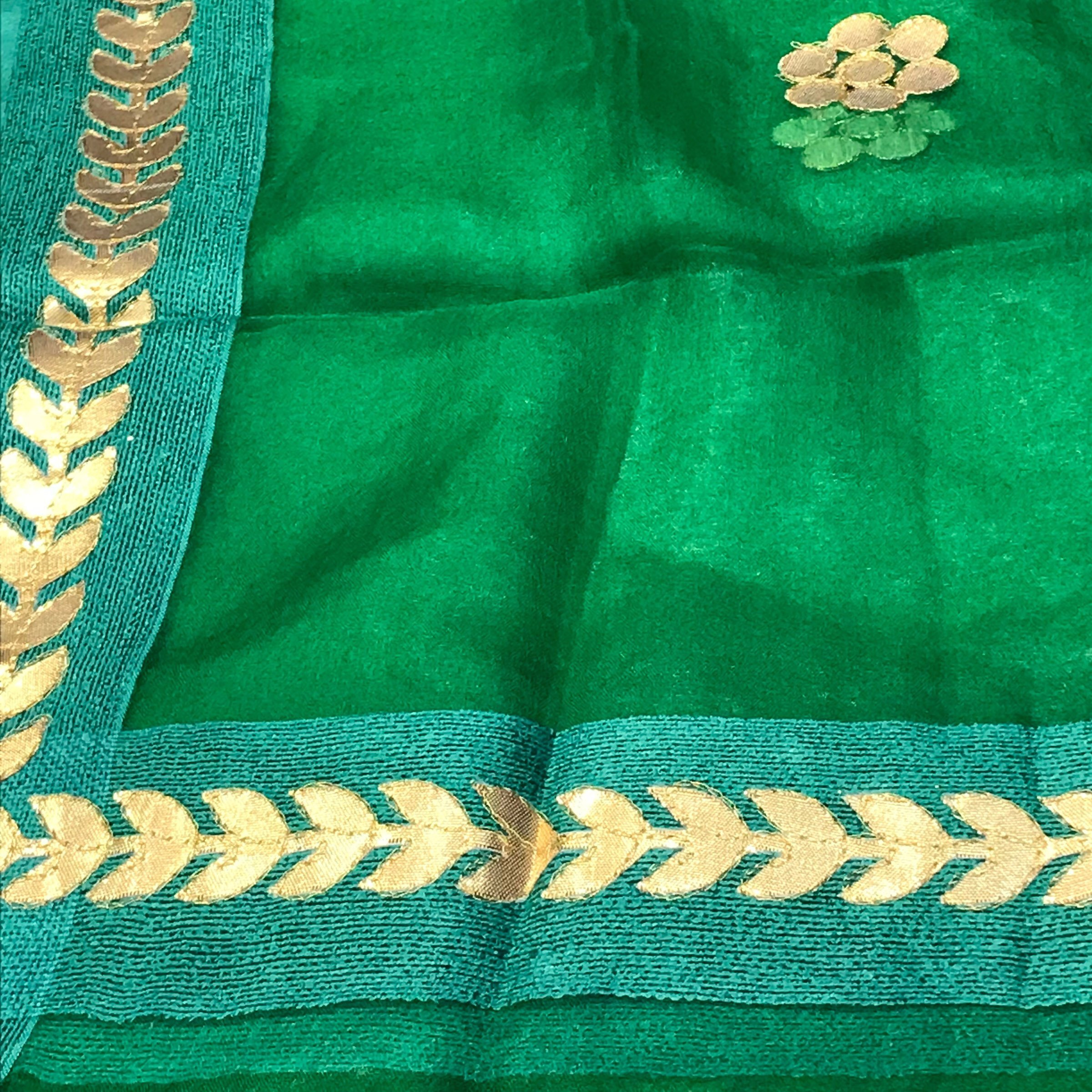 Rani Saahiba Bhagalpuri Gota Patti Work Organza Tissue Dupatta (Skrdd1459_Turquoise)