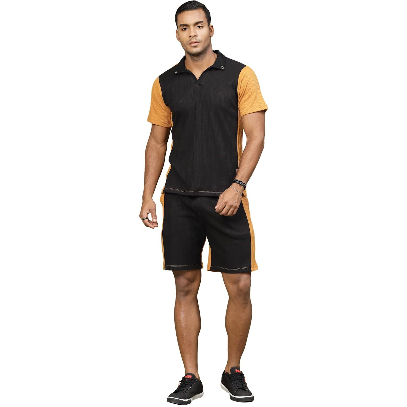 Rigo Waffle Knit Self Textured Co-Ord Set For Men's | Night Suit Set For Men's | Lounge-Wear Nightdress Pajama Set For Men's | Night Wear, Beach Wear, Vacation Wear Light Brown