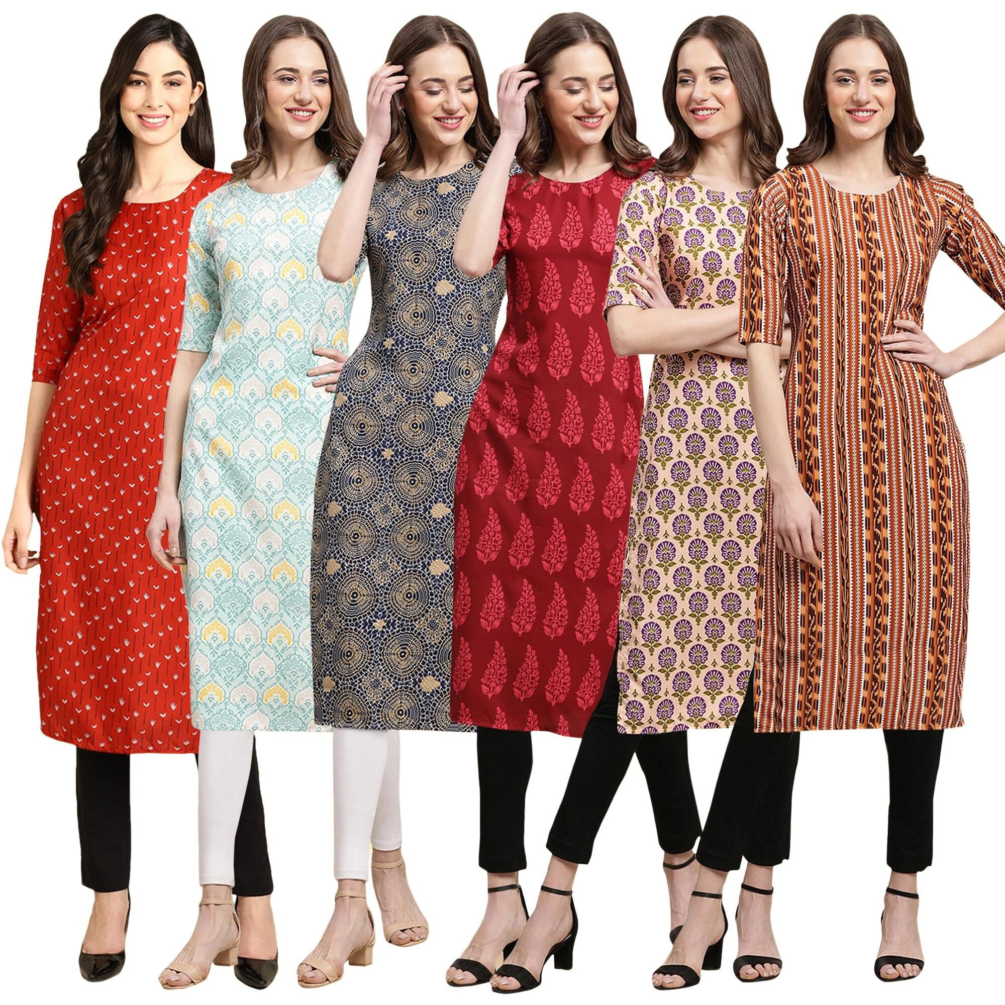 Pinkmint Women's Crepe Solid Regular Kurti (Ks01_Multicolor6