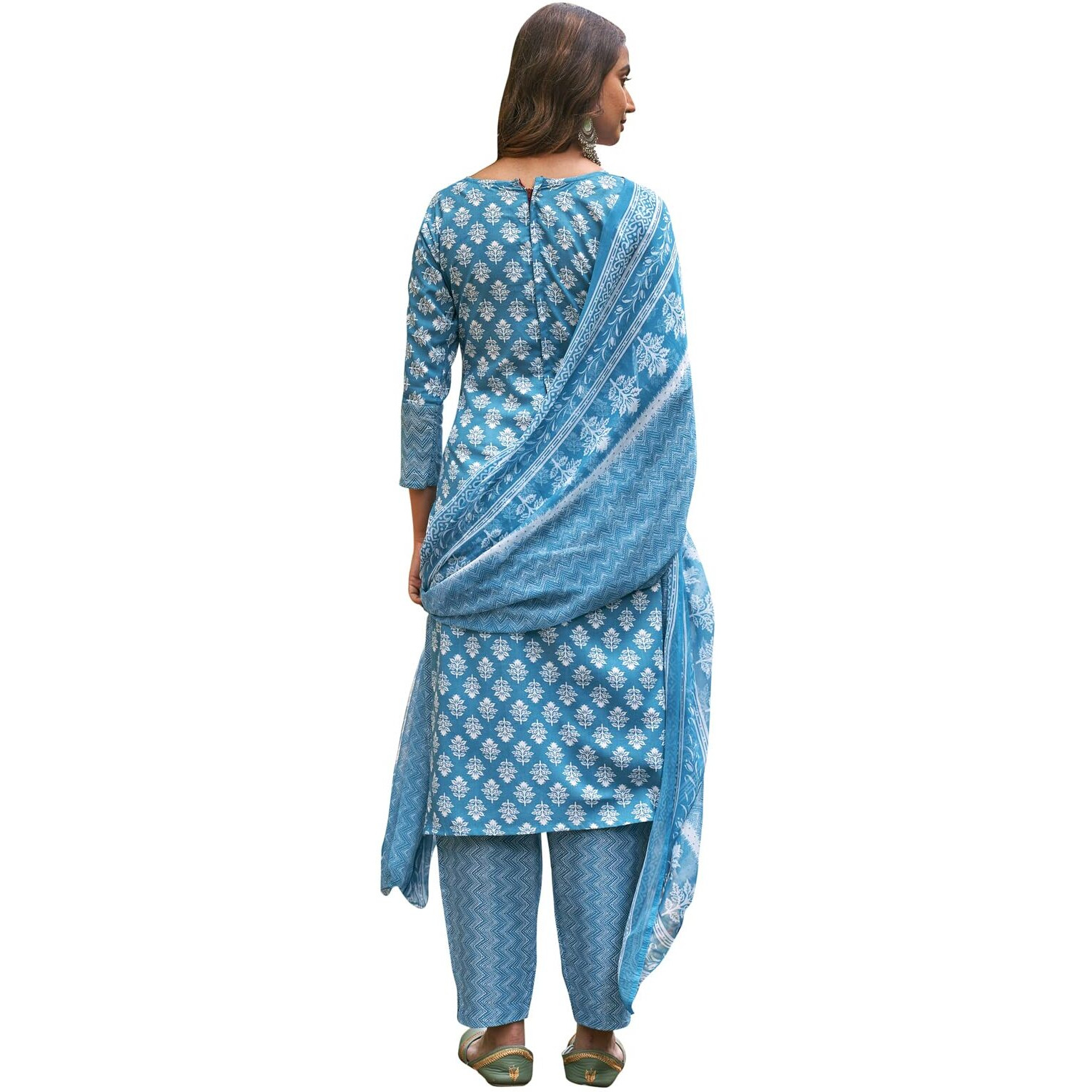Satrani Women's Cotton Salwar Suit Set Dress Material (1092Dt12008_Blue_Free Size)