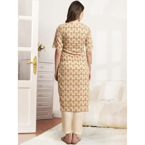 Pinkmint Printed Round Neck Kurta Set For Women Ll Kurti & Pant Set For Women Ll Regular Fit Kurta Set (Pack Of 2)