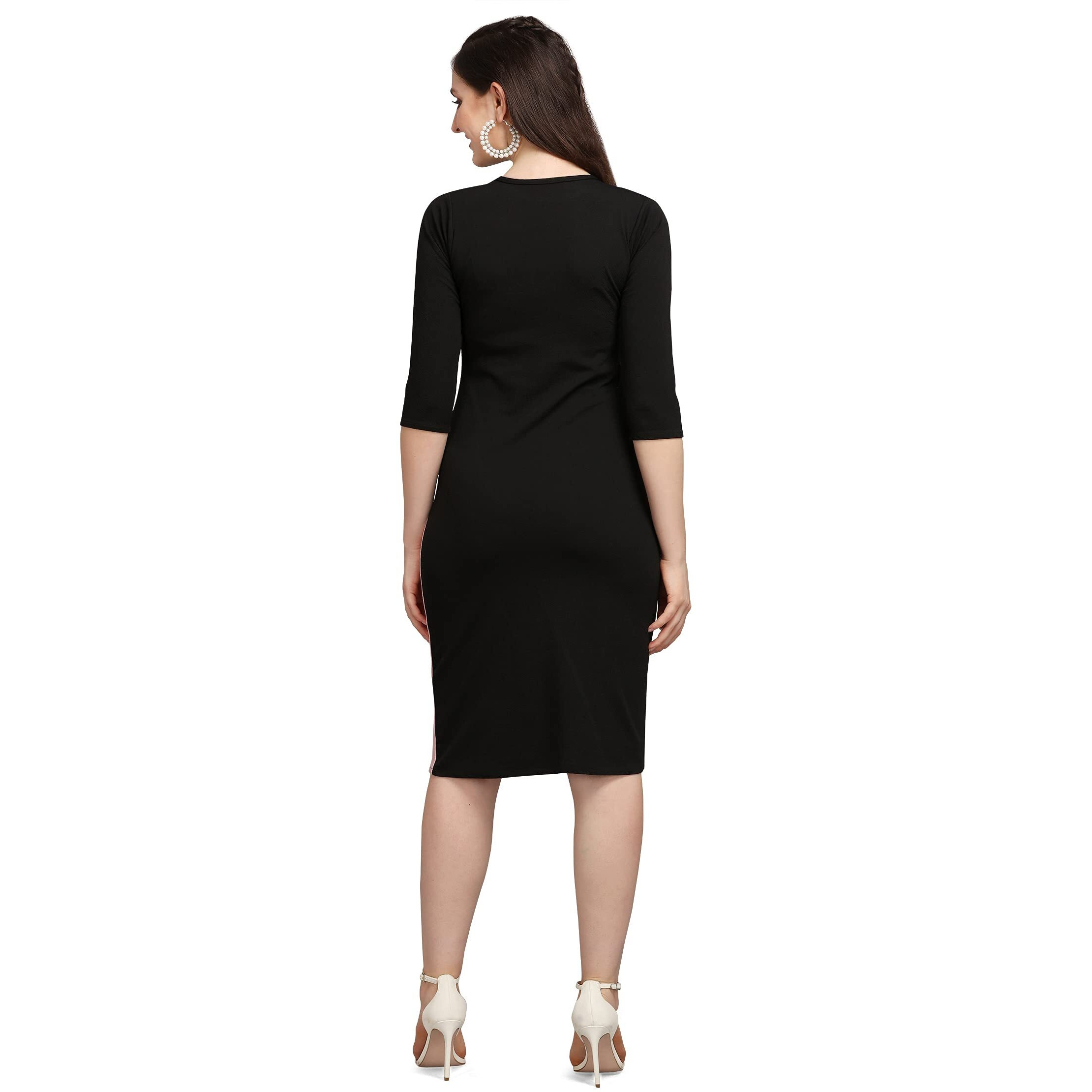 Purvaja Womens Bodycon Knee Length Dress(Lucy-342-348) (In, Alpha, M, Peach)