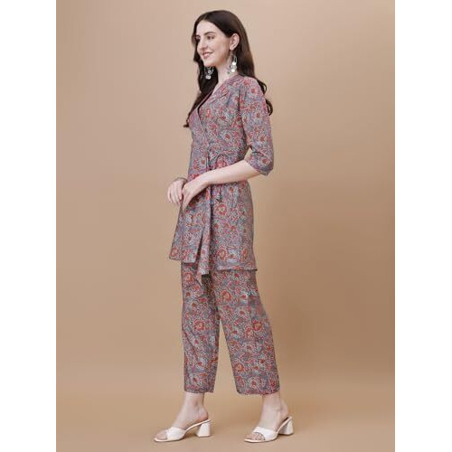 Shiv Textiles Cotton Printed Co Ord Set For Women.(07_Gajari_M)